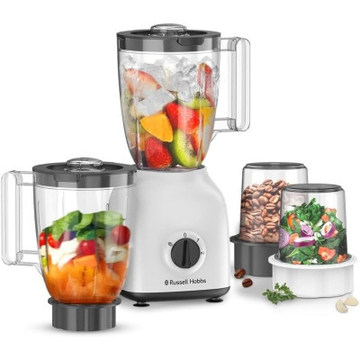 Russell Hobbs 400W 4-in-1 Blender with Grinder and Multi Chopper, White - BWM103