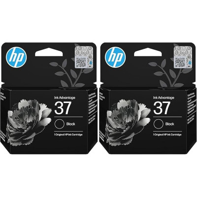HP 37 Original Black Ultra Ink Advantage Cartridge, Black, 7FP45AE
