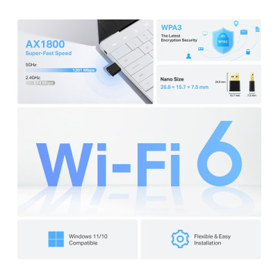 TP-Link Archer TX20U Nano AX1800 Dual Band Wi-Fi 6 Wireless USB Adapter USB Adapter