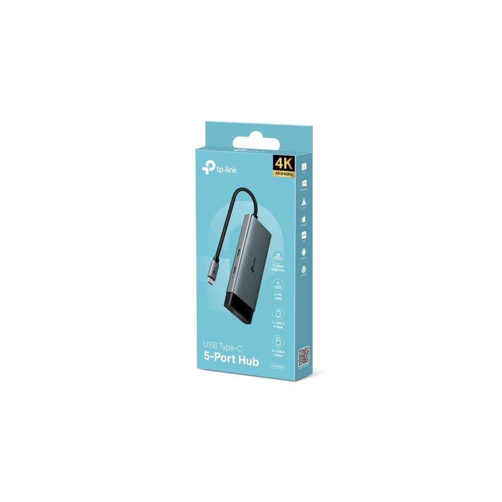 TP-Link UH5020C USB 3.0 Type-C 5 in 1 Hub 4K HDMI 5 Gbps 100W Powerful Fast Charging USB Adapter