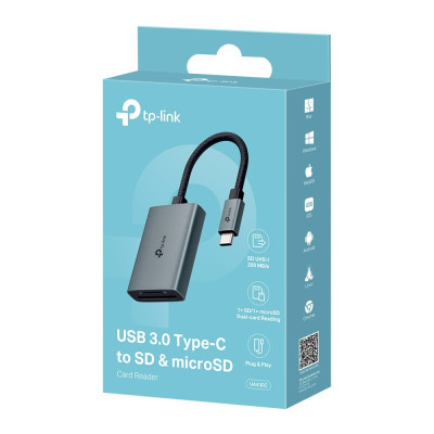 TP-Link UA430C USB-C to SD & microSD 3.0 Card Reader, 200MBps UHS-I, Up to 5 Gbps