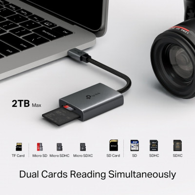 TP-Link UA430C USB-C to SD & microSD 3.0 Card Reader, 200MBps UHS-I, Up to 5 Gbps