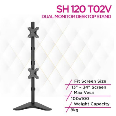 Skill Tech SH 120 C02V Vertical Dual Monitor Monitor Desk Mount