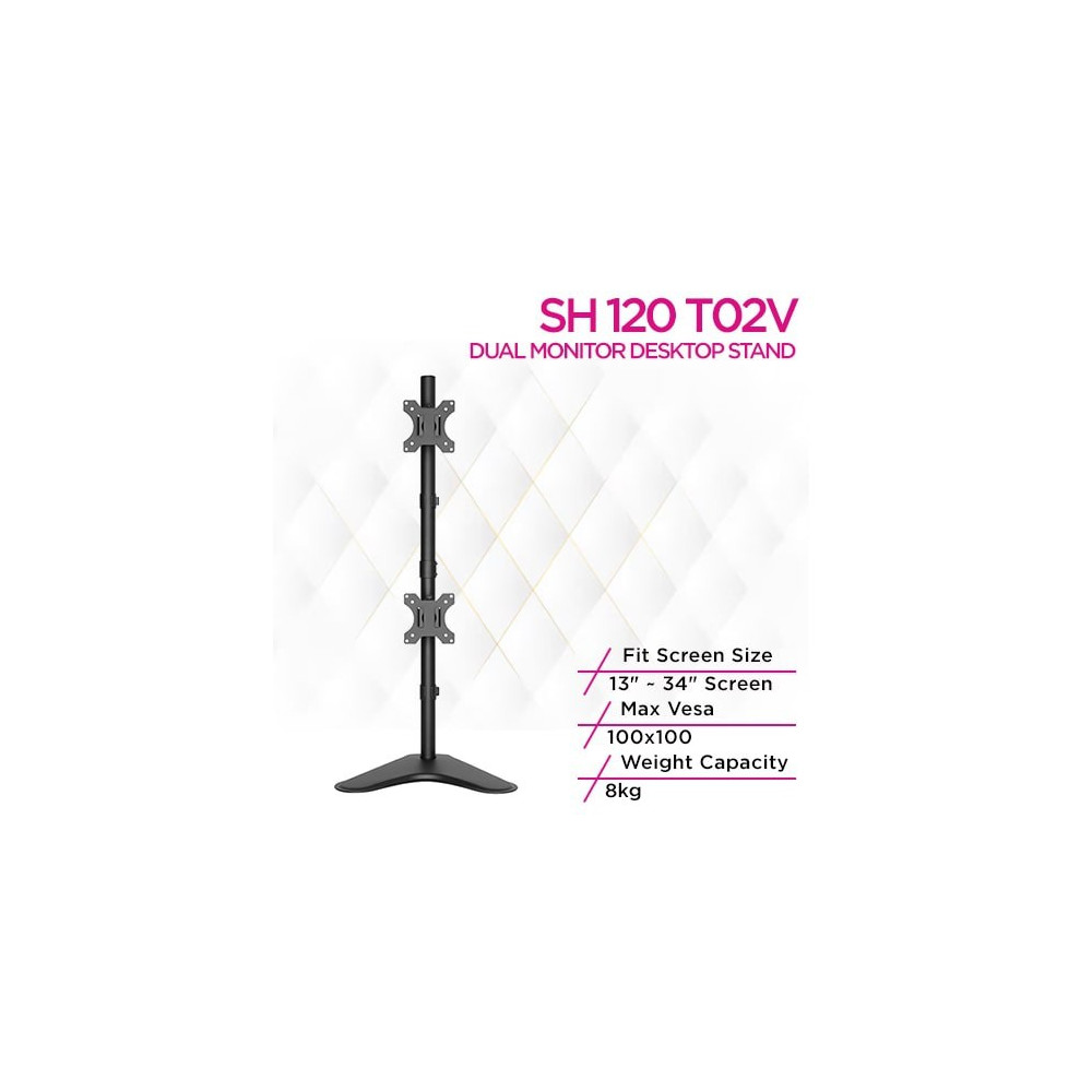 Skill Tech SH 120 C02V Vertical Dual Monitor Monitor Desk Mount