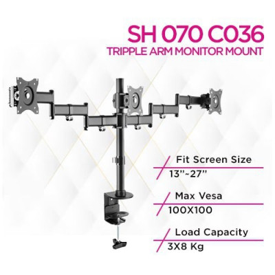 Skill Tech SH 070 T036 Three Monitors Articulating Monitor Stand