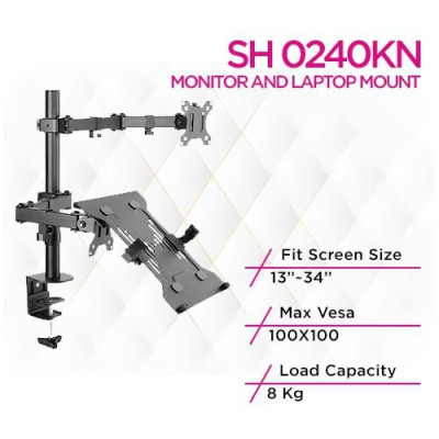Skill Tech SH 0240KN Articulating Monitor Arm With Laptop Holder