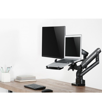 Skill Tech SH 20 C024ML Pole Mounted Gas Spring Assisted Monitor Arm With Laptop Holder