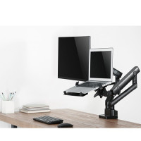 Skill Tech SH 20 C024ML Pole Mounted Gas Spring Assisted Monitor Arm With Laptop Holder