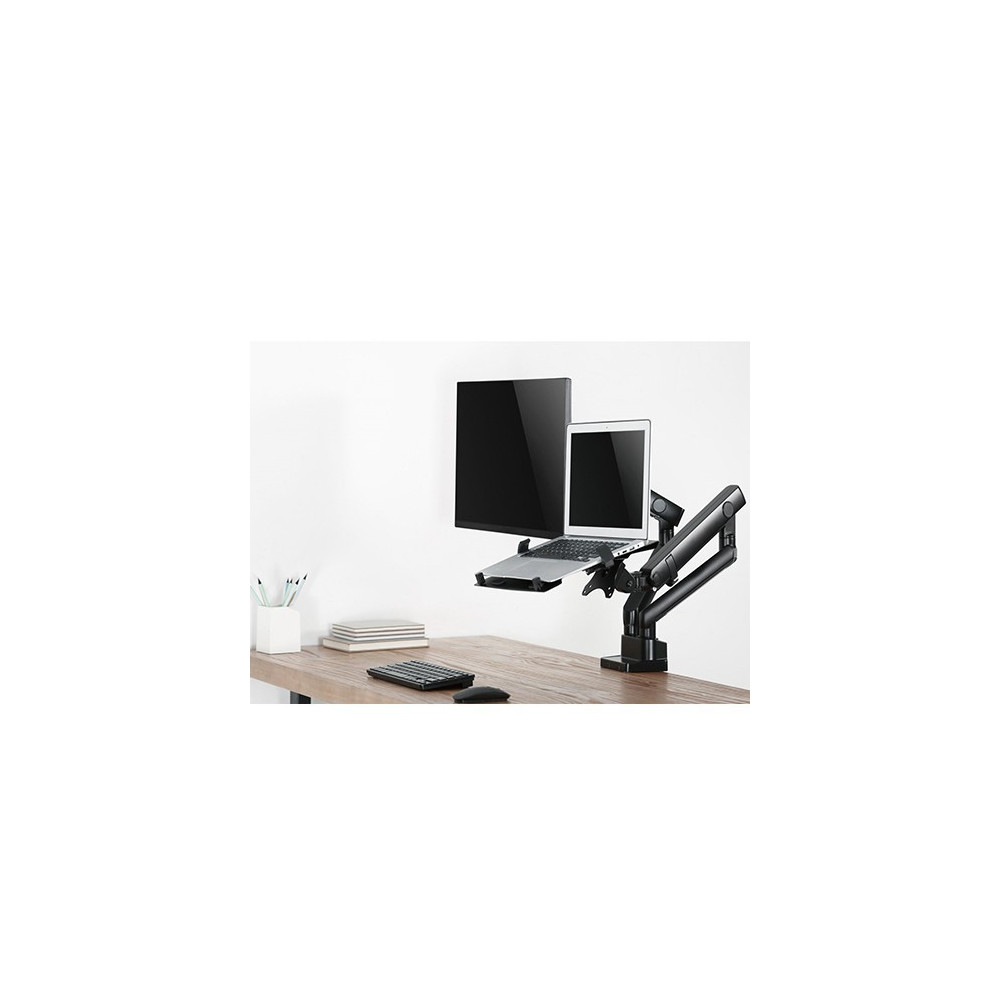 Skill Tech SH 20 C024ML Pole Mounted Gas Spring Assisted Monitor Arm With Laptop Holder
