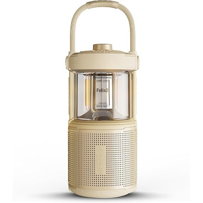 NowGo Felix 2 LED Camping Lamp with Bluetooth Speaker, Sand yellow