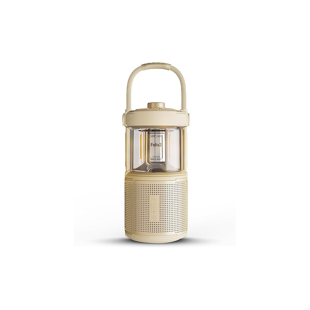 NowGo Felix 2 LED Camping Lamp with Bluetooth Speaker, Sand yellow