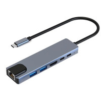 Syong S-DS-T-106B 6-IN-1 Docking Station (RJ45+HDMI+USB3.0+USB2.0+Type-C+PD), S-DS-T-106B