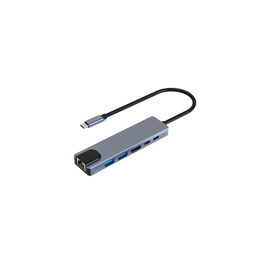 Syong S-DS-T-106B 6-IN-1 Docking Station (RJ45+HDMI+USB3.0+USB2.0+Type-C+PD), S-DS-T-106B