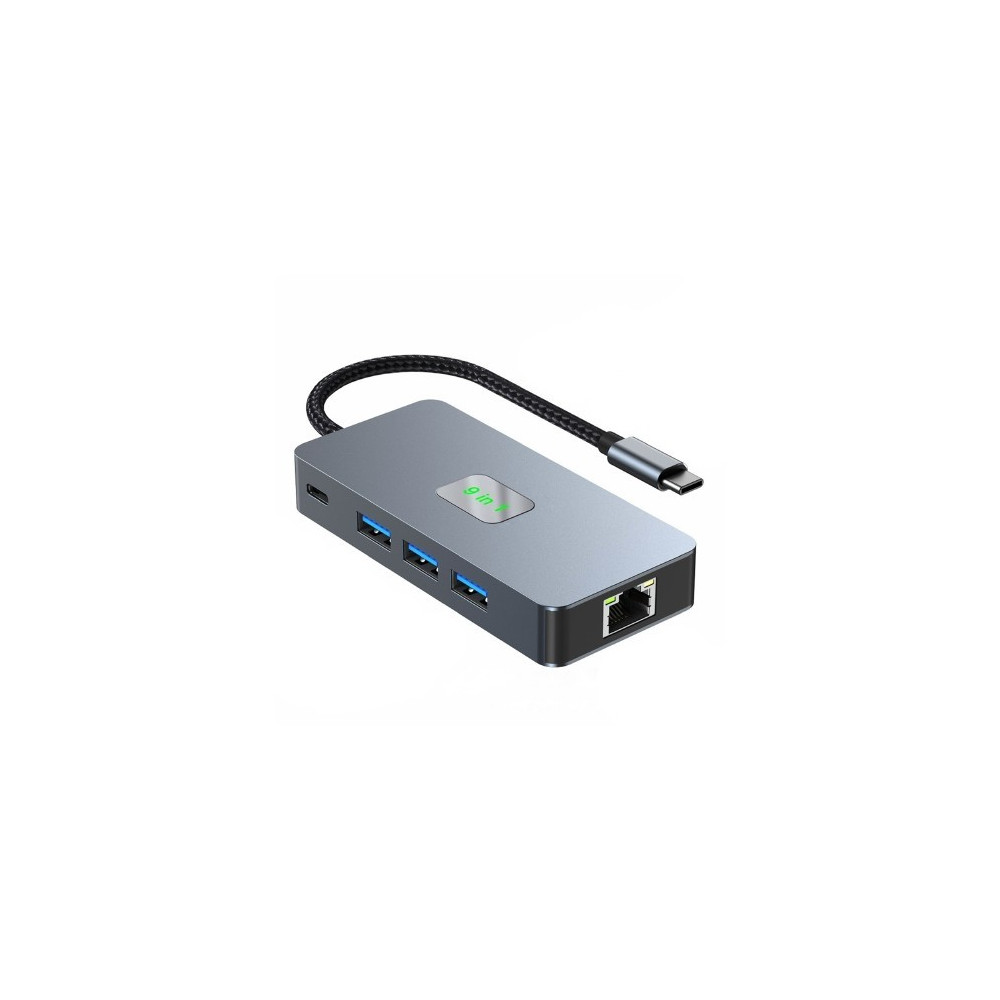 Syong S-DS-T3-109C 9-IN-1 Docking Station (RJ45+HDMI+TF+SD+3*USB3.0+Type-C+PD), S-DS-T3-109C
