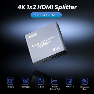 Syong S-SP-4K-102C 4K HDMI Splitter 1x2, S-SP-4K-102C