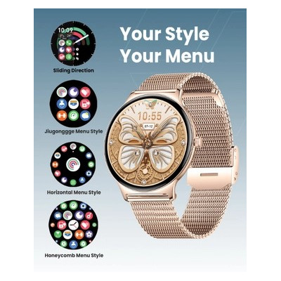 Moxedo Glory 1.43 inch Smartwatch for Women AMOLED Display Steel Mesh Strap, MX-SW012-RG