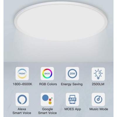 MOES WiFi Smart LED Ceiling Light Ultra-Thin RGB Dimmable Lamp Voice APP Control