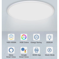 MOES WiFi Smart LED Ceiling Light Ultra-Thin RGB Dimmable Lamp Voice APP Control