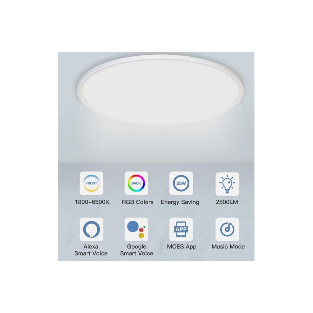 MOES WiFi Smart LED Ceiling Light Ultra-Thin RGB Dimmable Lamp Voice APP Control