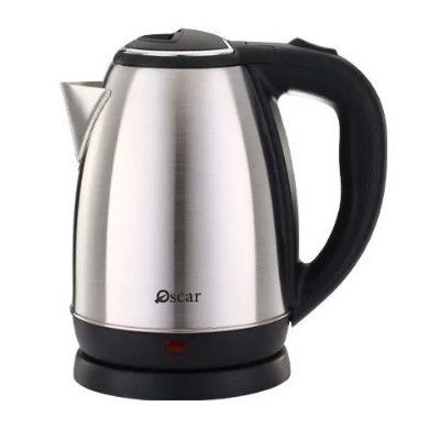 Oscar Stainless Steel Electric Kettle 1.8L, Quick Hot Water, Silver/Black - OKT18IR