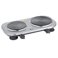 Oscar Electric Double Hot Plate 1000+1500W, Cast Iron Plates, Adjustable Heat Control - Silver - OHP-20S1