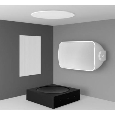 Sonos Outdoor Architectural Speaker by Sonance, Pair, Weatherproof Design - White, OUTDRWW1