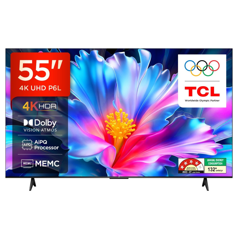 TCL 139 cm (55 inches) 4K Ultra HD Smart LED Google TV 55P6L