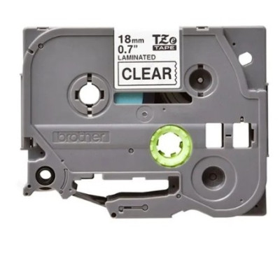 Brother Label Printer Tape 18mm, Adhesive Laminated, Black on Transparent - Black - TZE-141