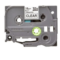 Brother Label Printer Tape 18mm, Adhesive Laminated, Black on Transparent - Black - TZE-141