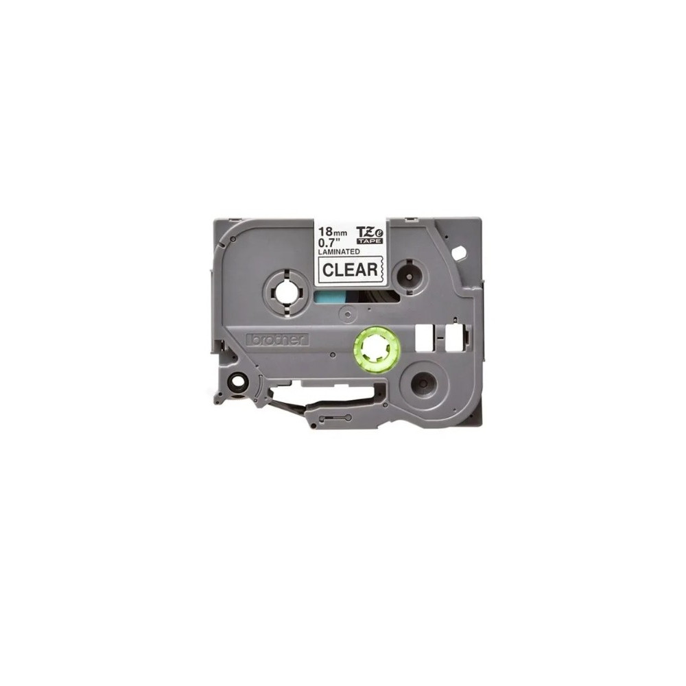 Brother Label Printer Tape 18mm, Adhesive Laminated, Black on Transparent - Black - TZE-141