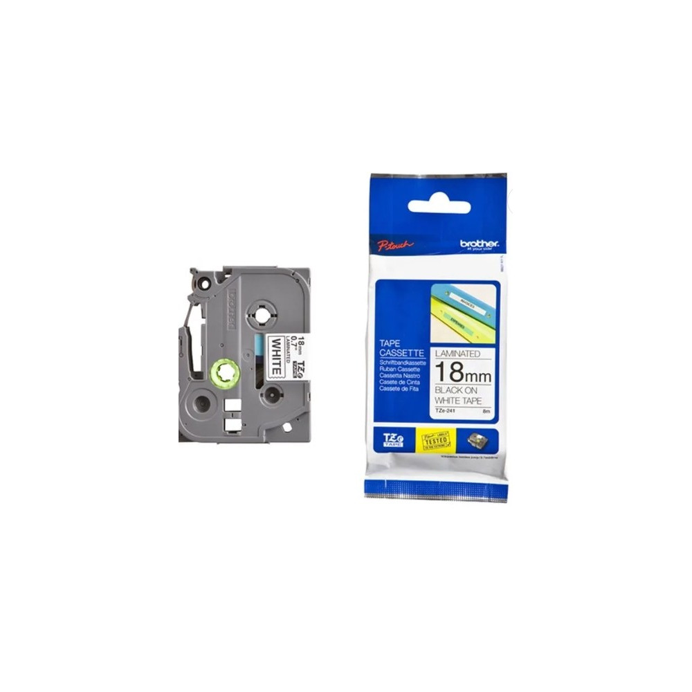 Brother Black On White Label Tape For Clear 18mm, White -TZe-241