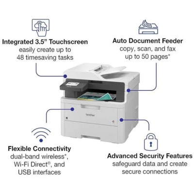 Brother Color LED Laser Multifunction Printer, LED Printing Technology- White - MFC-L3720CDW