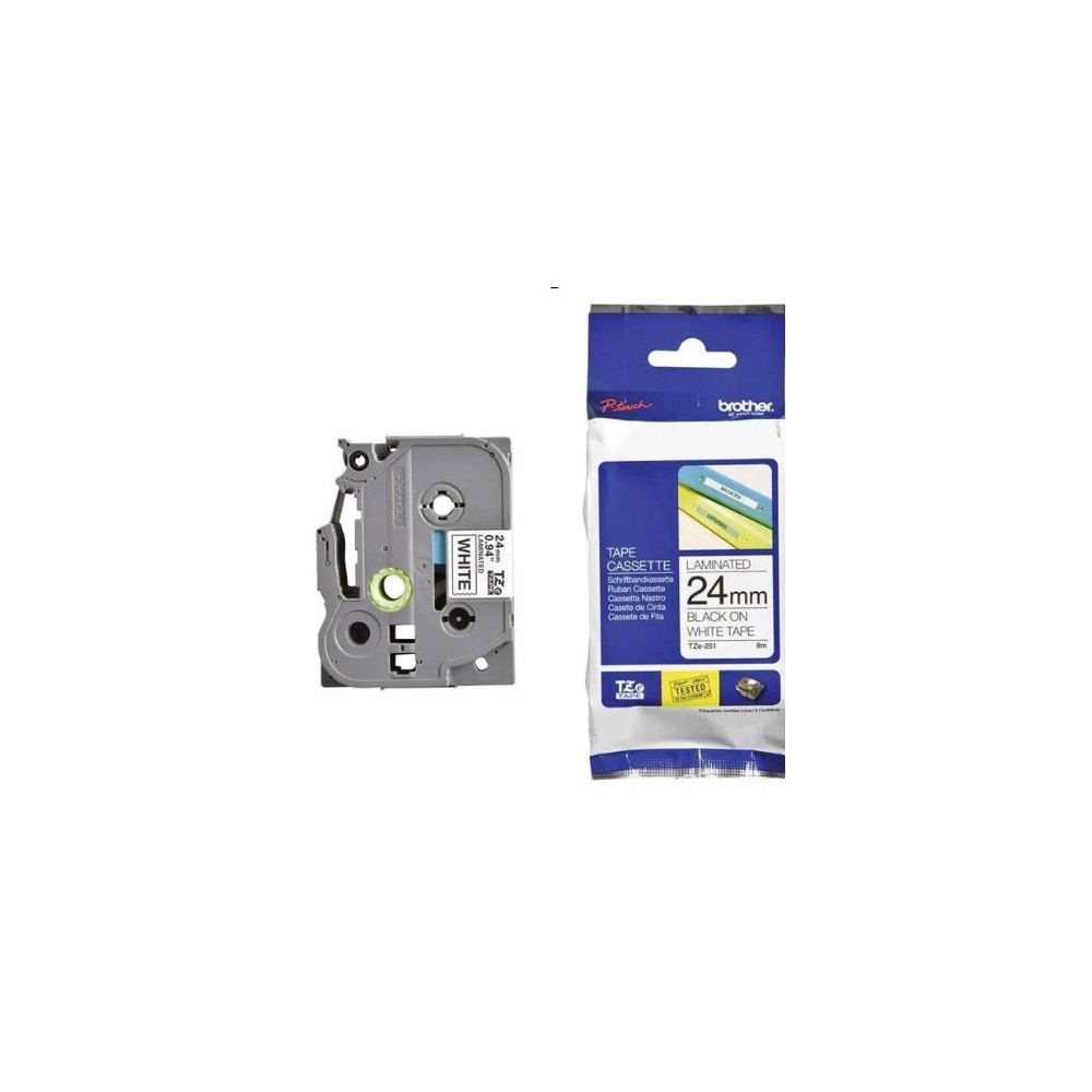 Brother Label Tape 24mm, Strong Adhesion, Professional Output, Black On White - TZe-251
